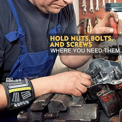 Magnetic wrist band for holding small metal accessories & tools