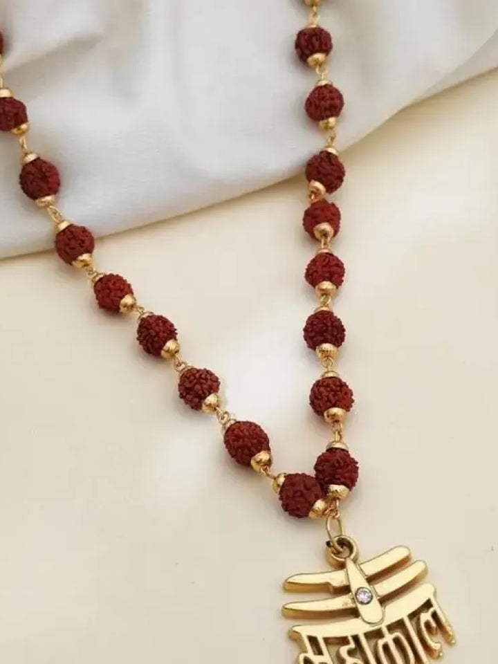 Traditional 108-Bead Rudraksha Mala with Ornate Pendant Necklace