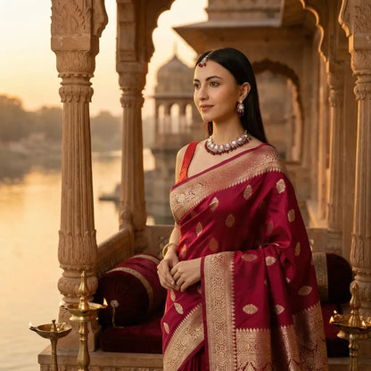 Majestic maroon meenakari kundan set – 3 pcs - jeweller set