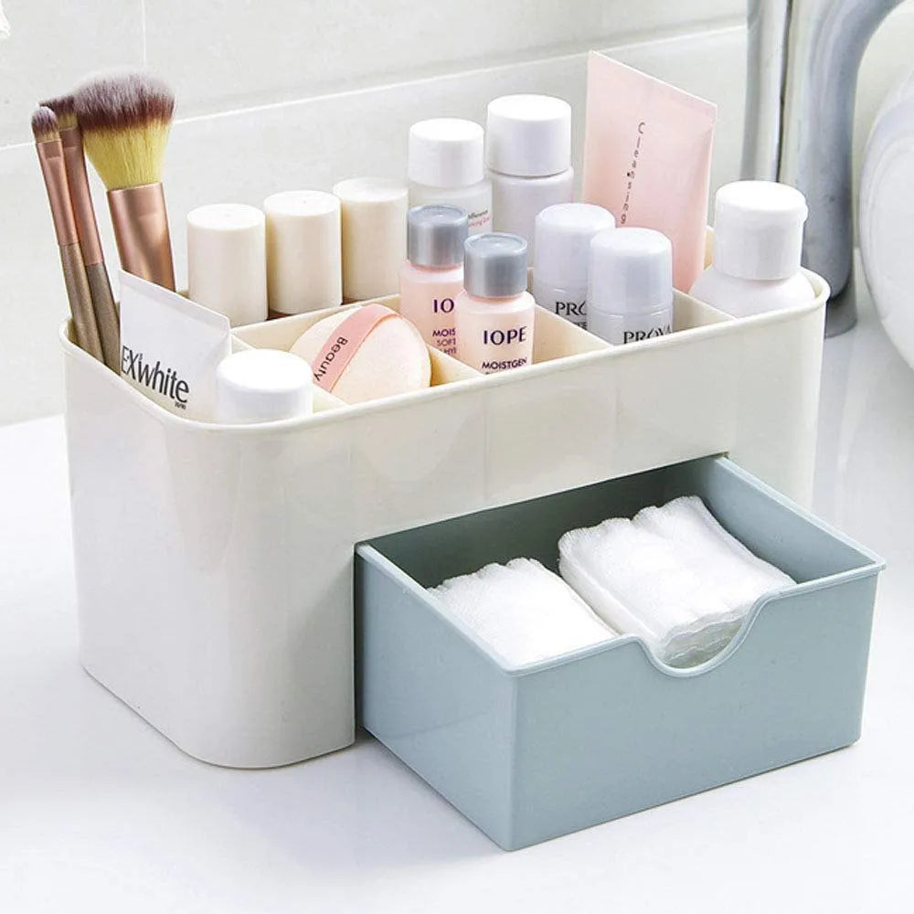 Sleek multi-use makeup organizer