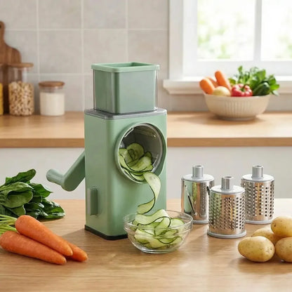 Manual rotary vegetable grater