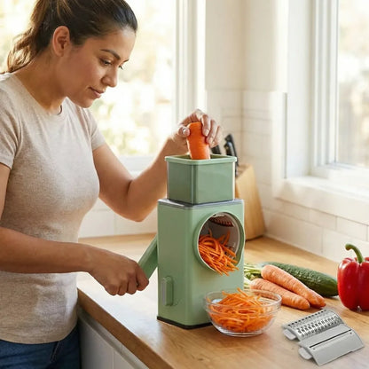 Manual rotary vegetable grater