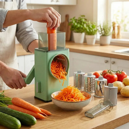 Manual rotary vegetable grater