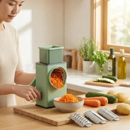Manual rotary vegetable grater