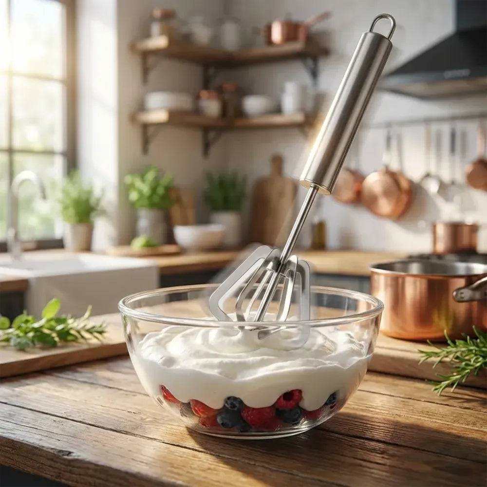 Manual steel hand blender - home & kitchen