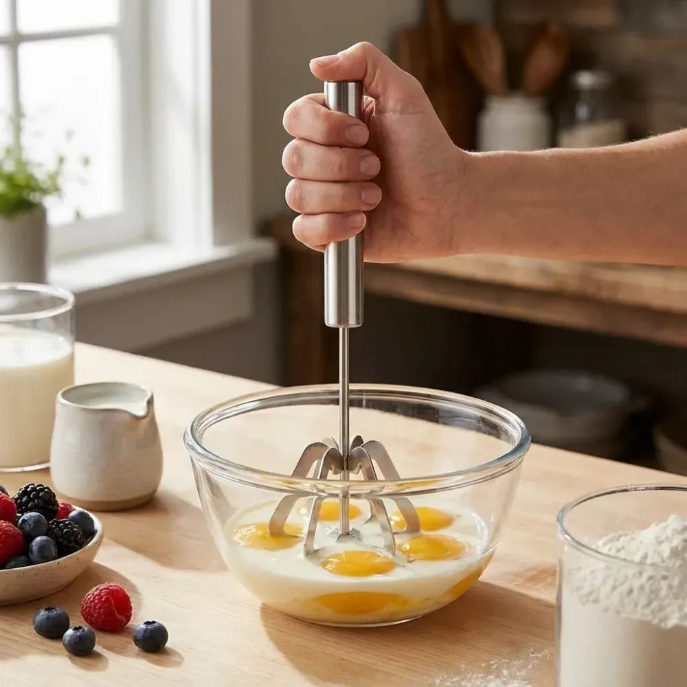 Manual steel hand blender - home & kitchen