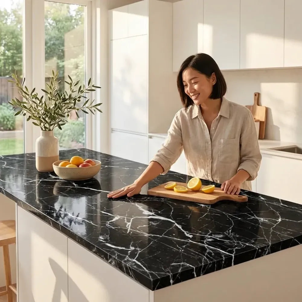 Marble adhesive kitchen wallpaper - home &
