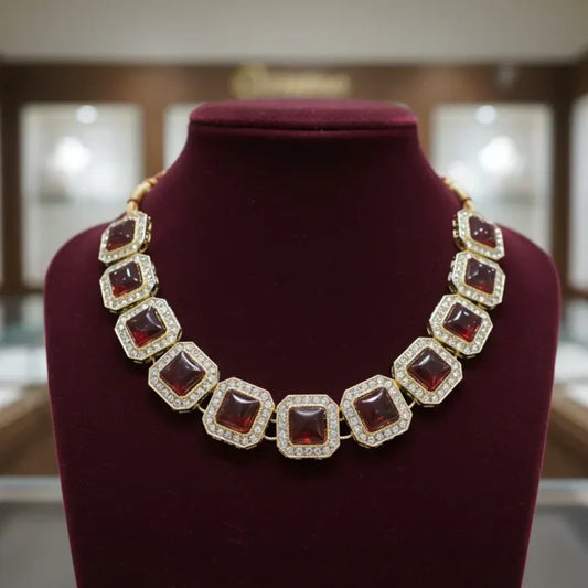Maroon kundan choker set - jeweller set
