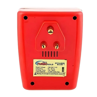 Red power saver with three-prong plug.