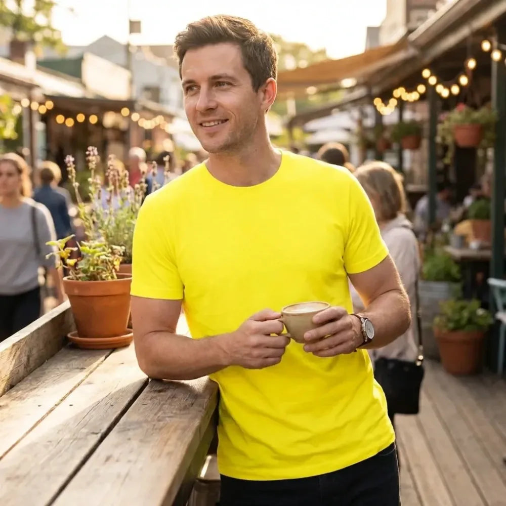 Men 4 way strecthable round neck t-shirt
