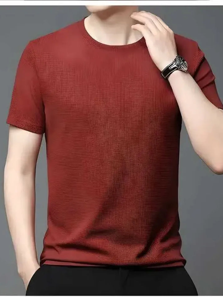 Men 4 Way Strecthable Round Neck T-shirt