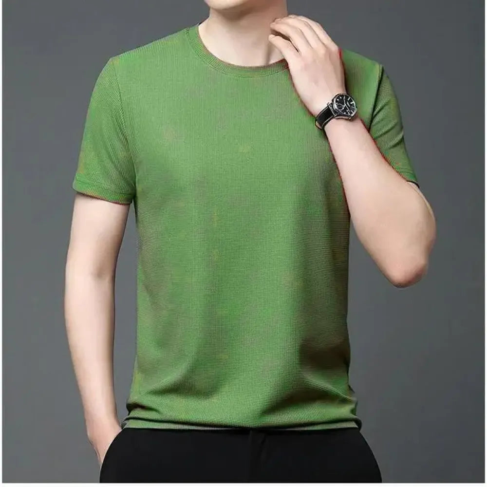 Men 4 way strecthable round neck t-shirt