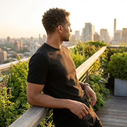 Men 4 way strecthable round neck t-shirt