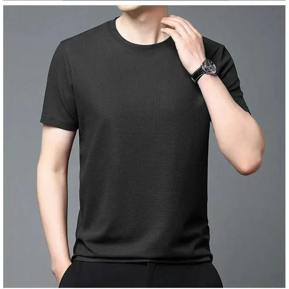 Men 4 way strecthable round neck t-shirt