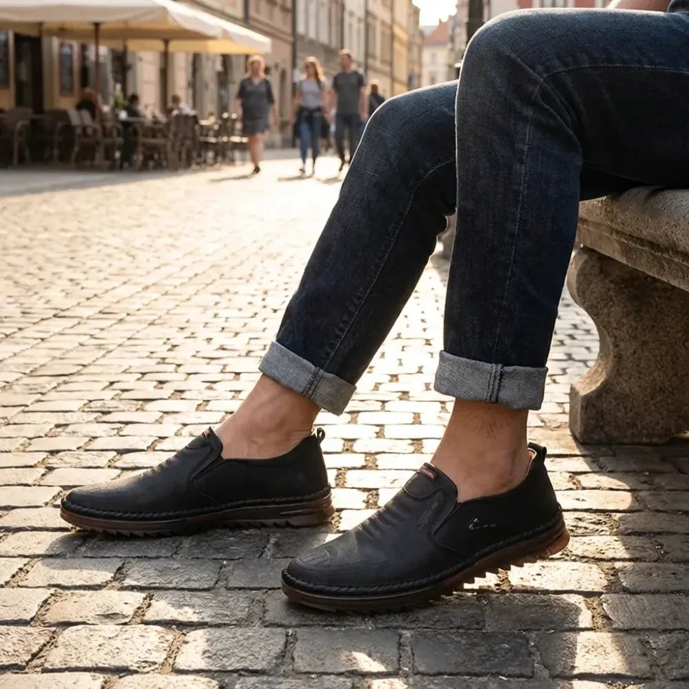 Men leather soft casual shoes