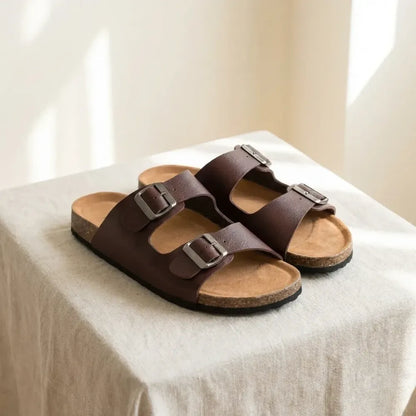 Mens arizona cherry leather slippers - footwear