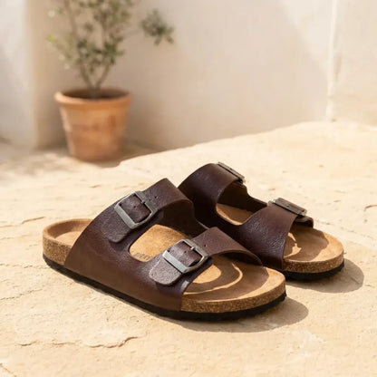 Mens arizona cherry leather slippers - footwear