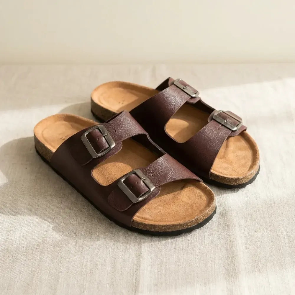 Mens arizona cherry leather slippers - footwear