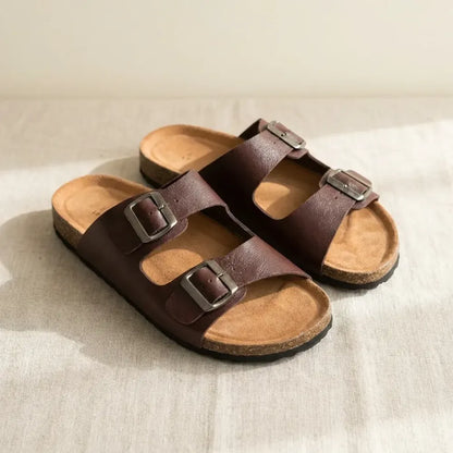 Mens arizona cherry leather slippers - footwear