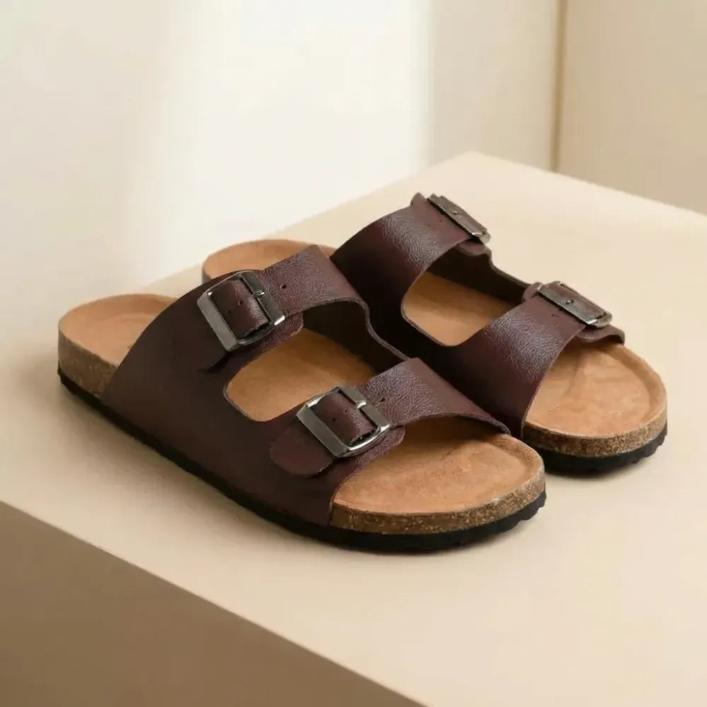 Mens arizona cherry leather slippers - footwear