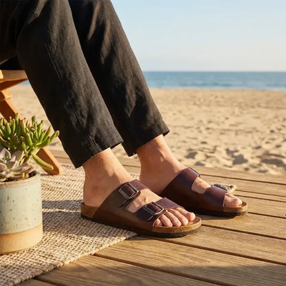 Mens arizona cherry leather slippers - footwear