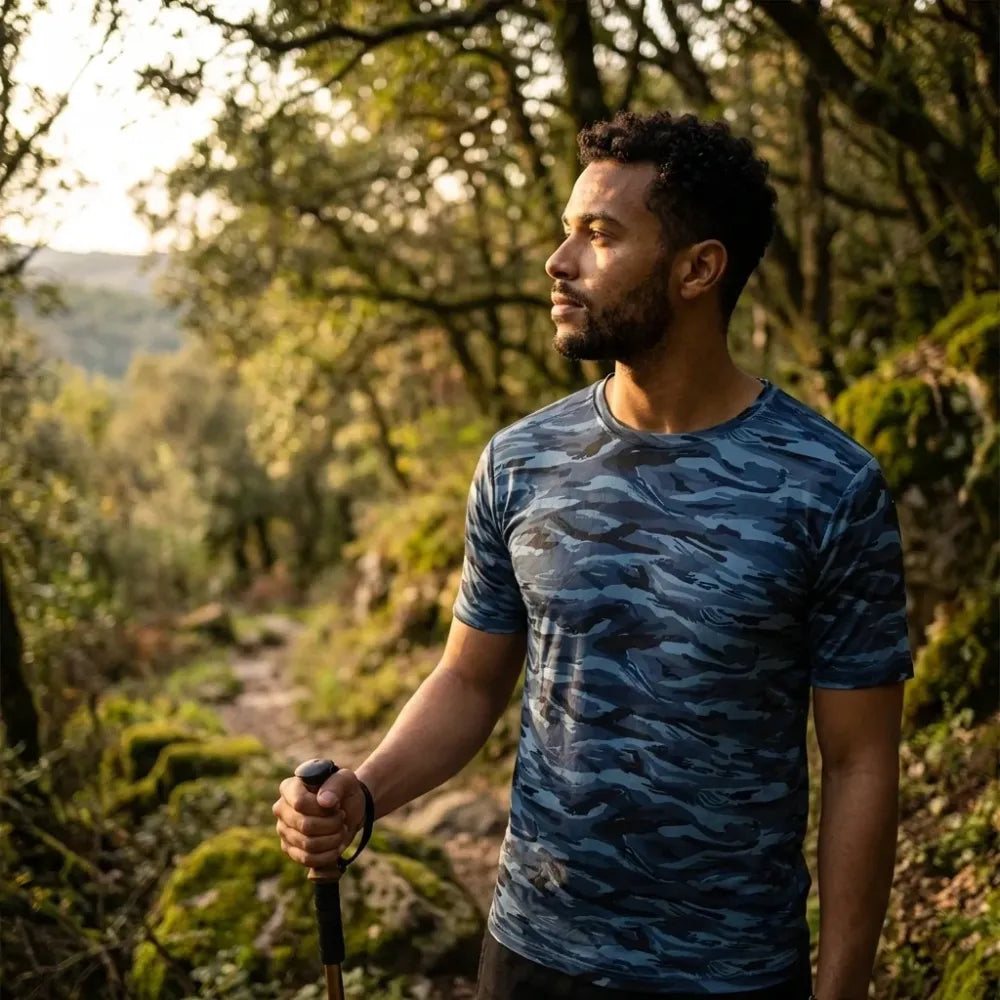Men’s cotton printed t-shirt – blue
