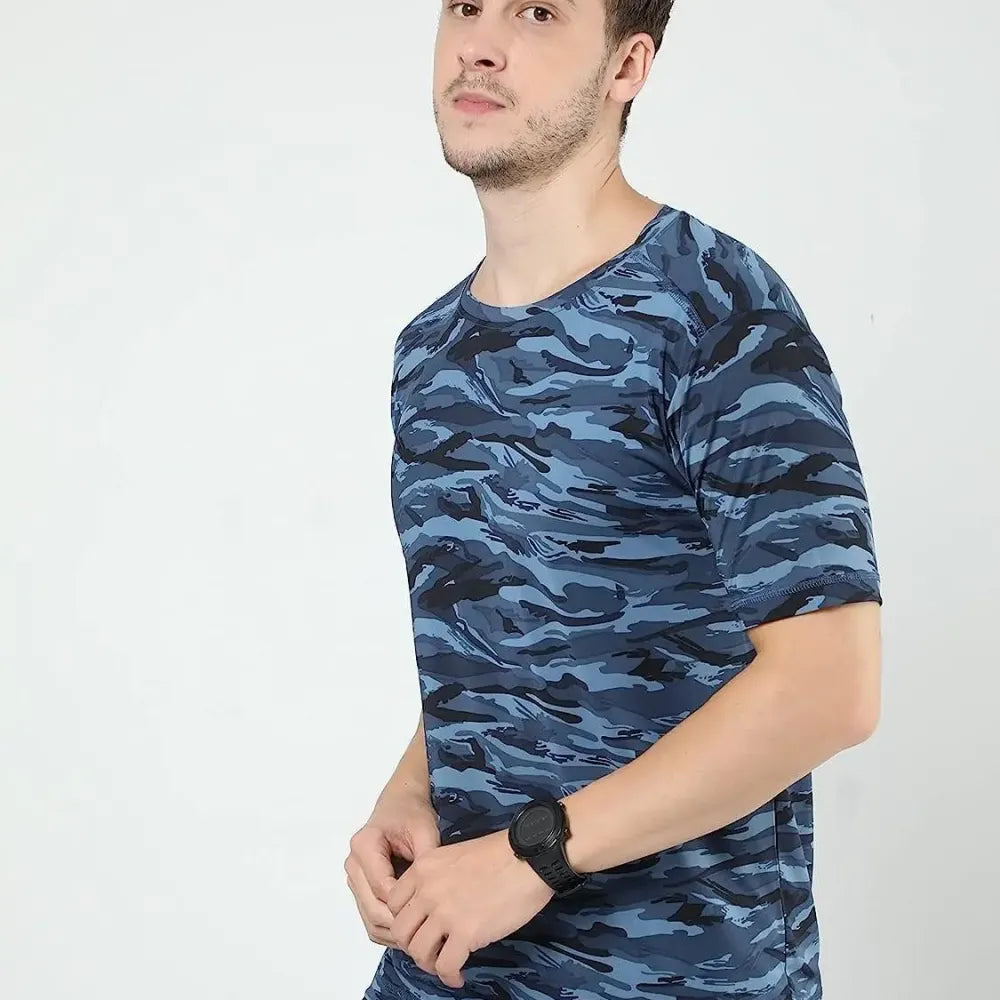 Men’s cotton printed t-shirt – blue