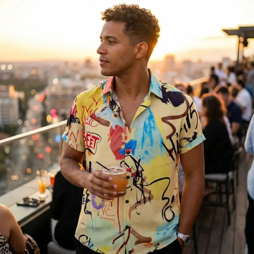 Men’s printed rayon casual shirt