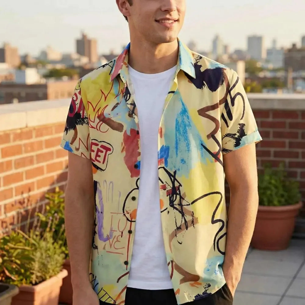 Men’s printed rayon casual shirt