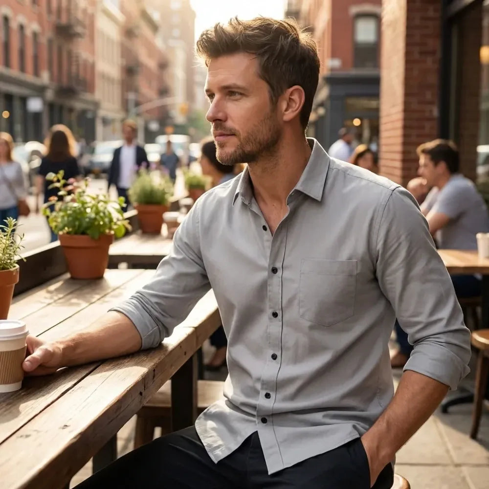 Men’s satin casual shirt – grey
