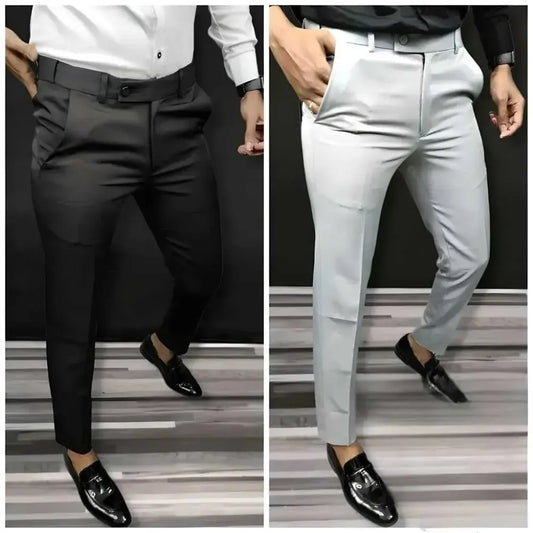 Men’s slim fit formal trousers – pack of 2