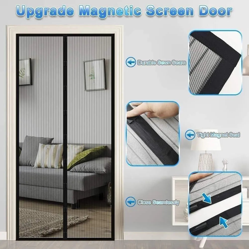 Mesh screen net home magnetic foldable anti mosquito door curtains