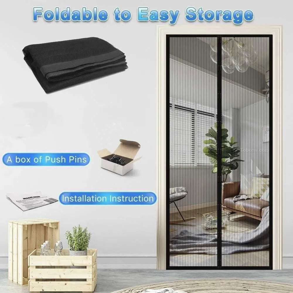 Mesh screen net home magnetic foldable anti mosquito door curtains