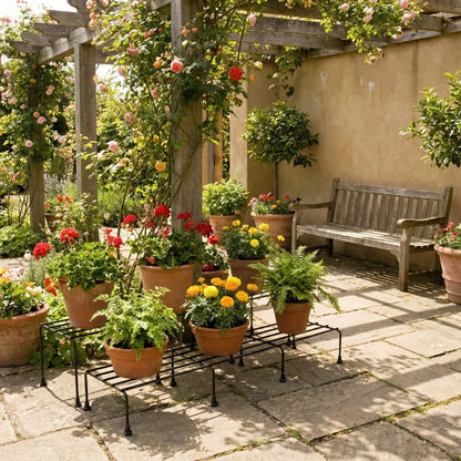 Metal rectangle flower plant stand for balcony (6020 cm 2 pc set) - garden