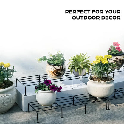 Metal rectangle flower plant stand for balcony (6020 cm 2 pc set) - garden