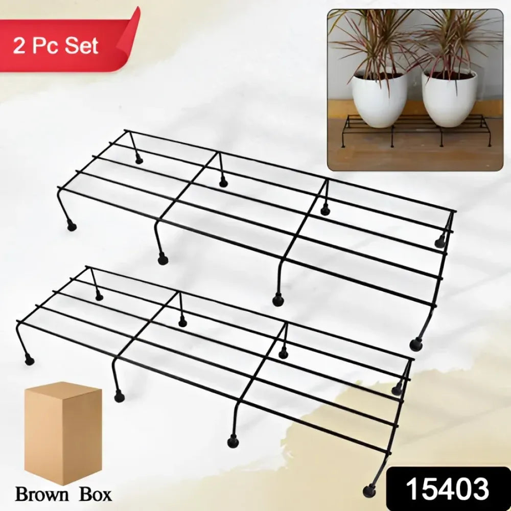 Metal rectangle flower plant stand for balcony (6020 cm 2 pc set) - garden