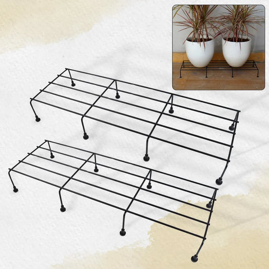 Metal rectangle flower plant stand for balcony (6020 cm 2 pc set) - garden