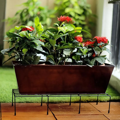 Metal rectangle flower plant stand for balcony (6020 cm 2 pc set) - garden