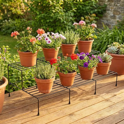 Metal rectangle flower plant stand for balcony (6020 cm 2 pc set) - garden