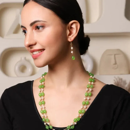 Mint green bead & pearl necklace set - jeweller set