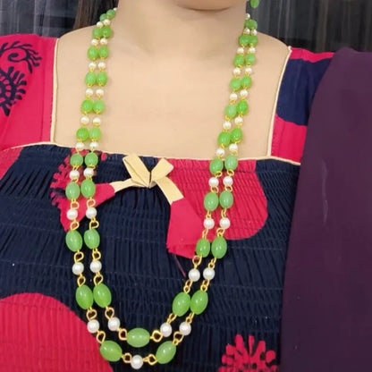 Mint green bead & pearl necklace set - jeweller set