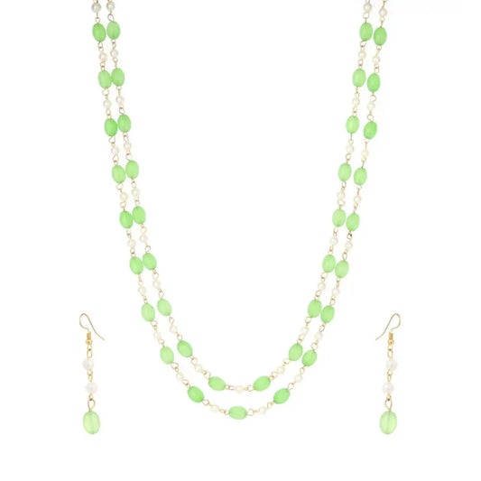 Mint green bead & pearl necklace set - jeweller set