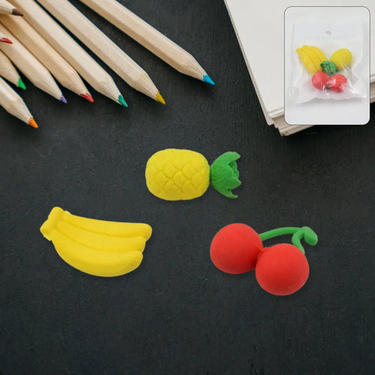 Mix design fancy stylish colorful erasers (1 set 3 pc set) - office