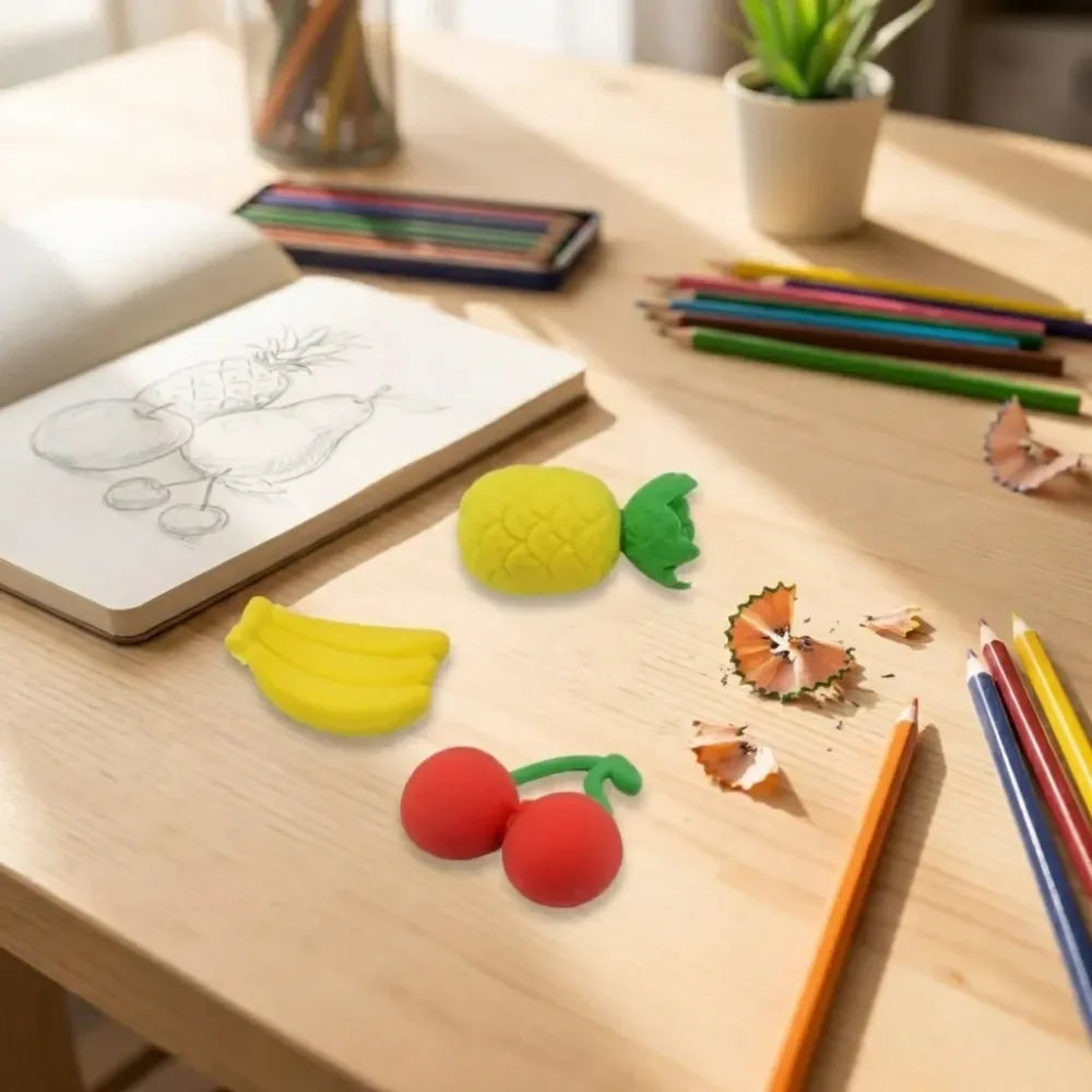 Mix design fancy stylish colorful erasers (1 set 3 pc set) - office
