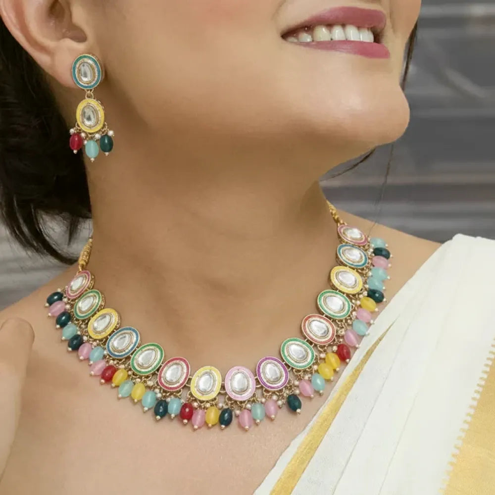 Multi-color meenakari kundan set - jeweller set