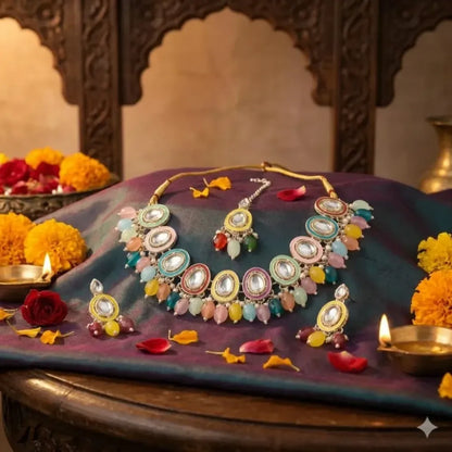 Multi-color meenakari kundan set - jeweller set