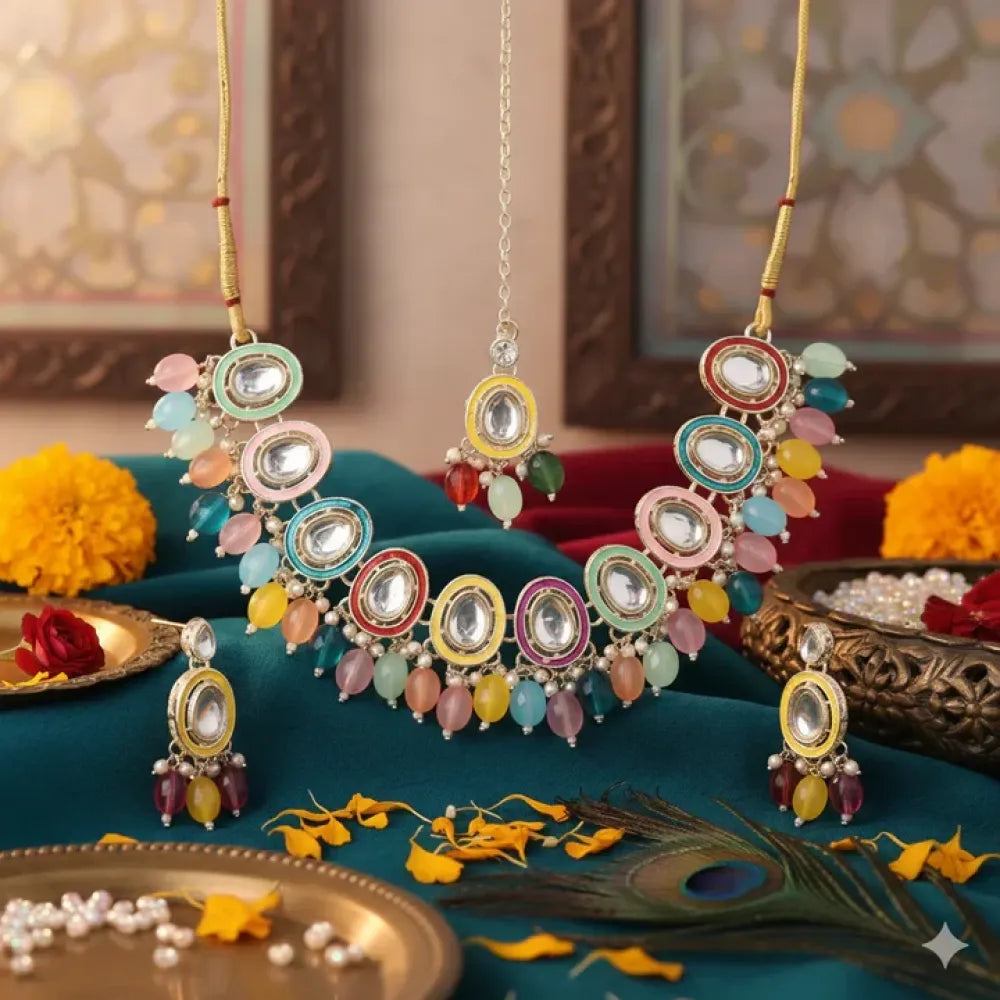 Multi-color meenakari kundan set - jeweller set