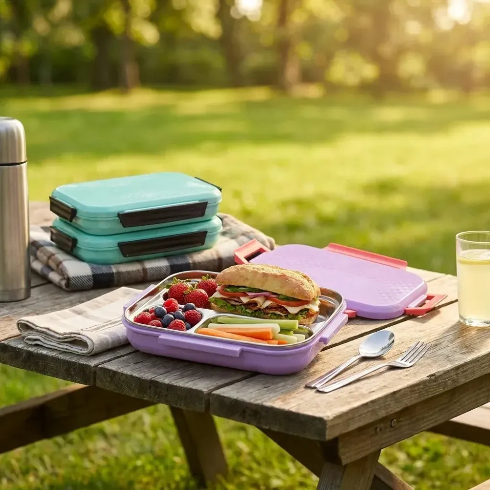Multi compartment lunch box ideal for office school & travelling - home kitchen