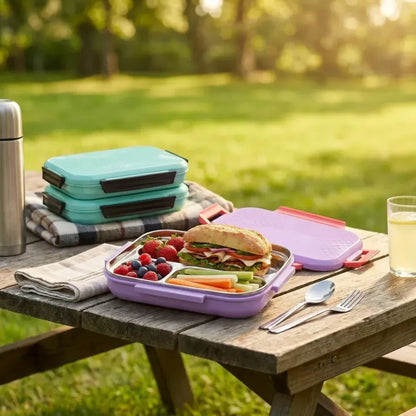 Multi compartment lunch box ideal for office school & travelling - home kitchen