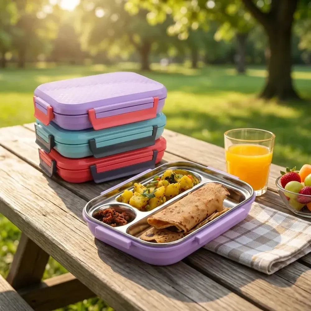 Multi compartment lunch box ideal for office school & travelling - home kitchen